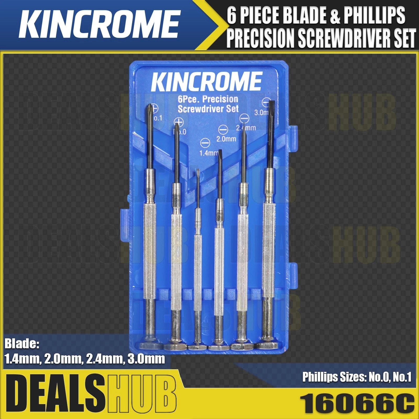 KINCROME 6 Piece Phillips & Blade Precision Screwdriver Set Storage Case 16066C