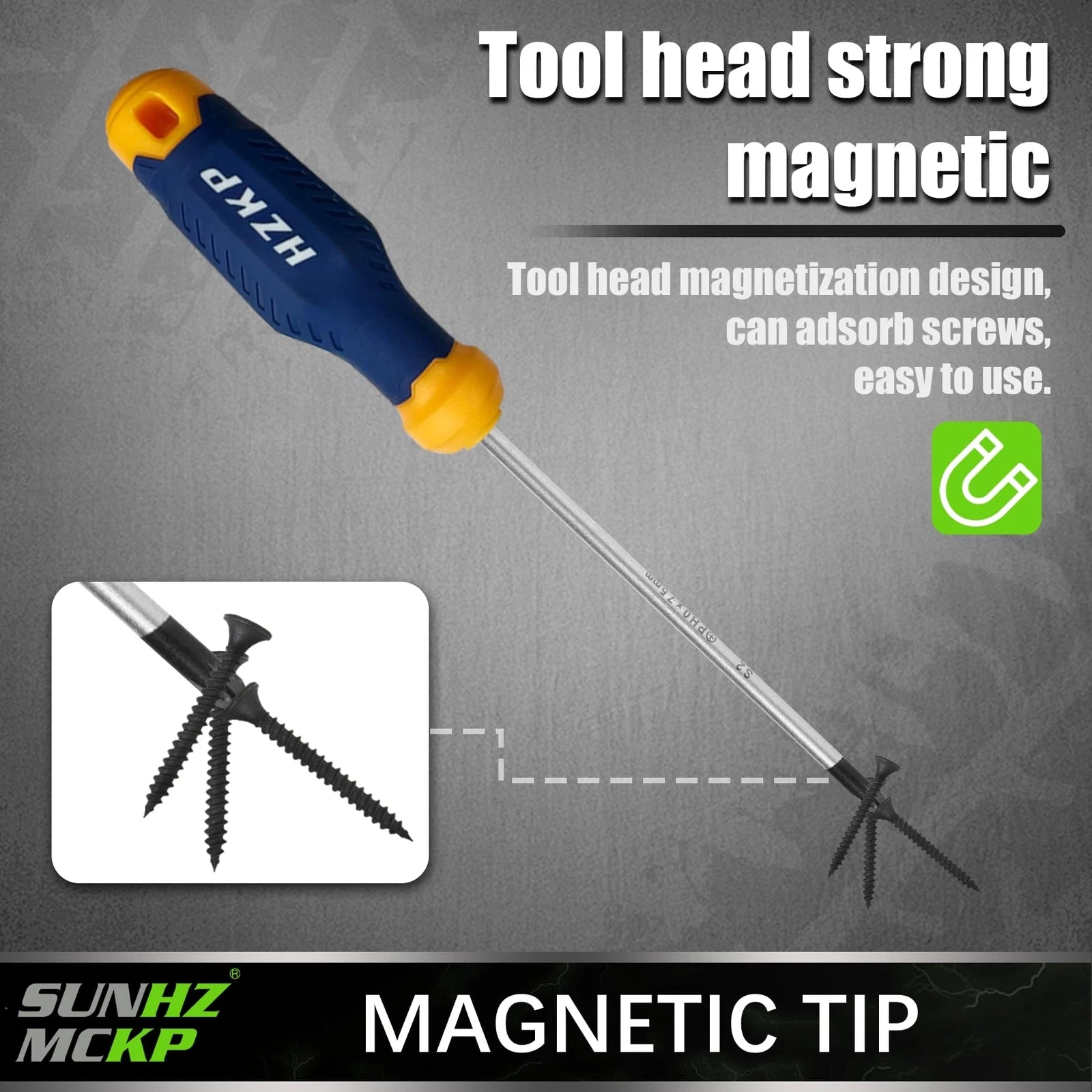 7-Piece Screwdriver Set, 3 Phillips and 3 Flat, S2 Steel with Wall Mount