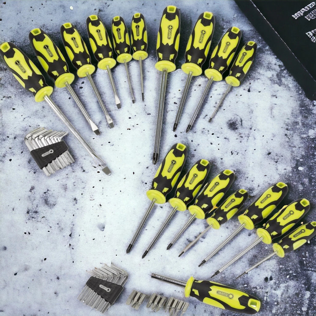 DRAPER SCREWDRIVER ALLEN KEY BIT SET + STORAGE STAND PLAIN CROSS POZI (44PC)