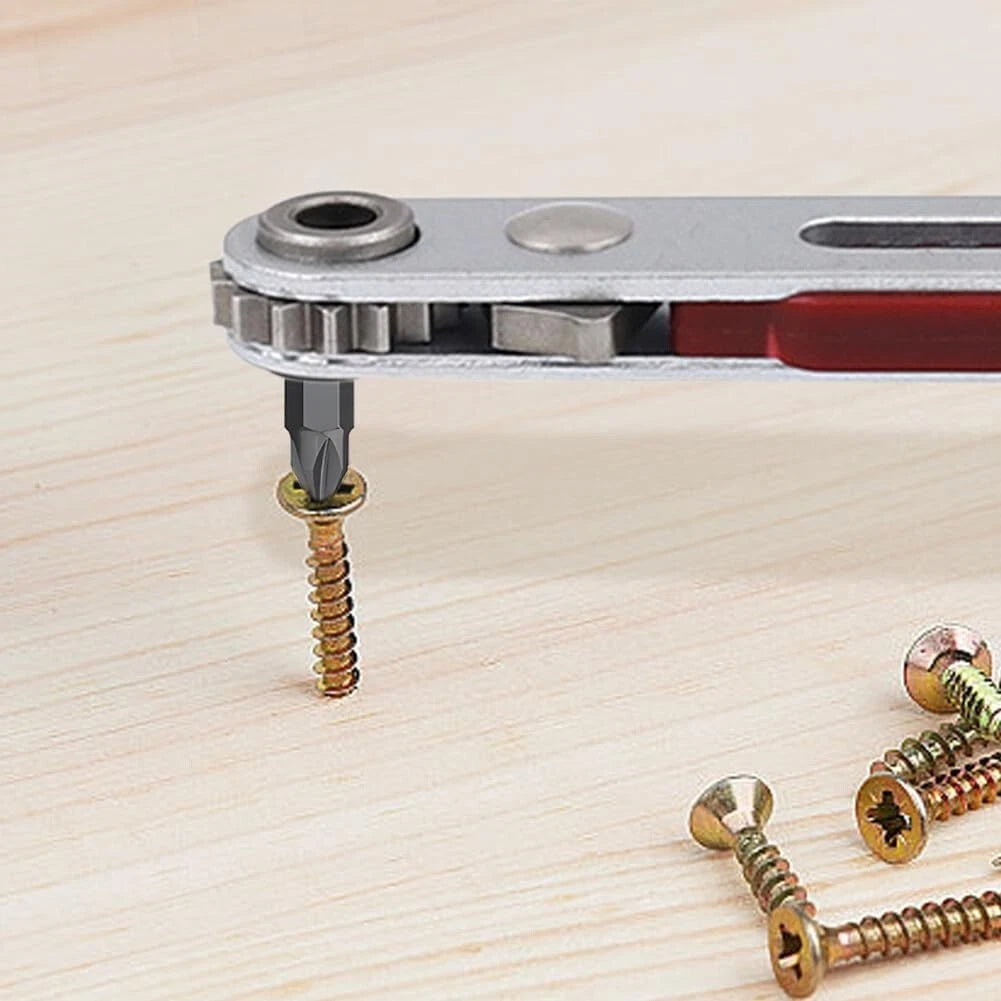 Mini Ratchet Wrench Screwdriver, 2 Pcs Elbow Head & Flat Head 1/4 Inch Hex Screw