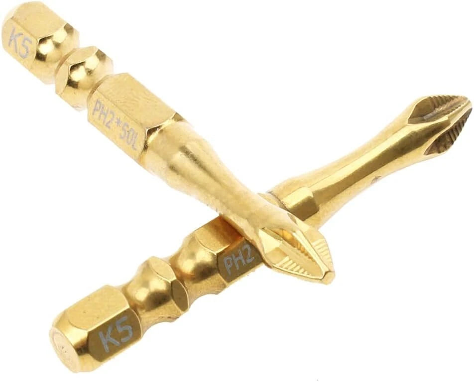 2" Titanium Coated Magnetic PH2 Screwdriver Bits Set #2 for Impact Drivers