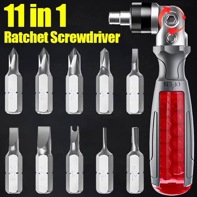 2/1Pcs 11 in 1 Ratchet Screwdriver Set Adjustment Forward Reverse Two-Way Telesc