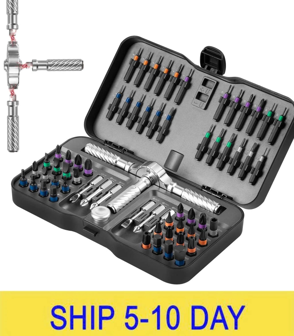 VMAN Ratchet Screwdriver Set, 66 in 1 magnetic Screwdriver sets, S2 Steel Bits,