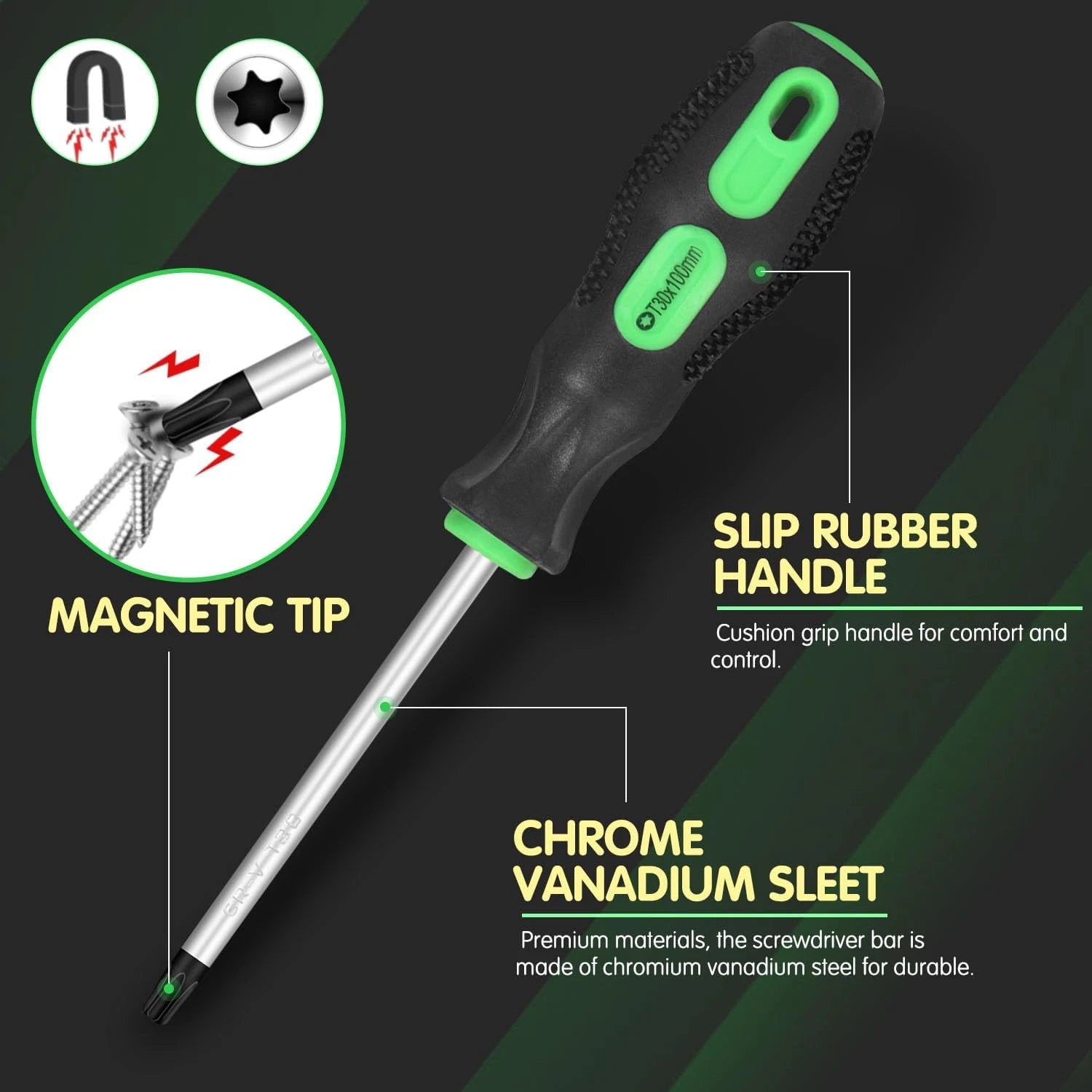 7PCS Magnetic Torx Screwdriver Set T8 to T30 Star Screwdrivers (7PCS TORX SCREWD