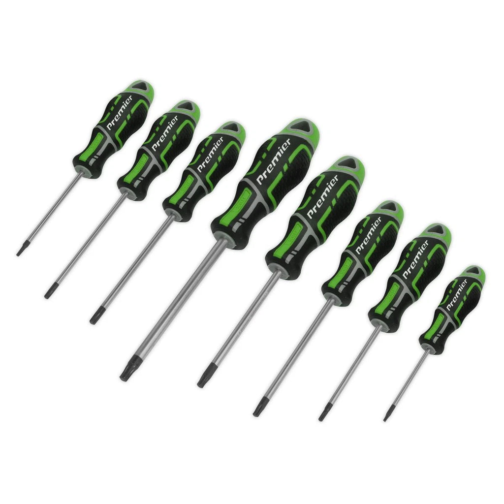 Sealey AK4323HV Screwdriver Set 8pc Security TRX-Star* GripMAX® - Hi-vis Green