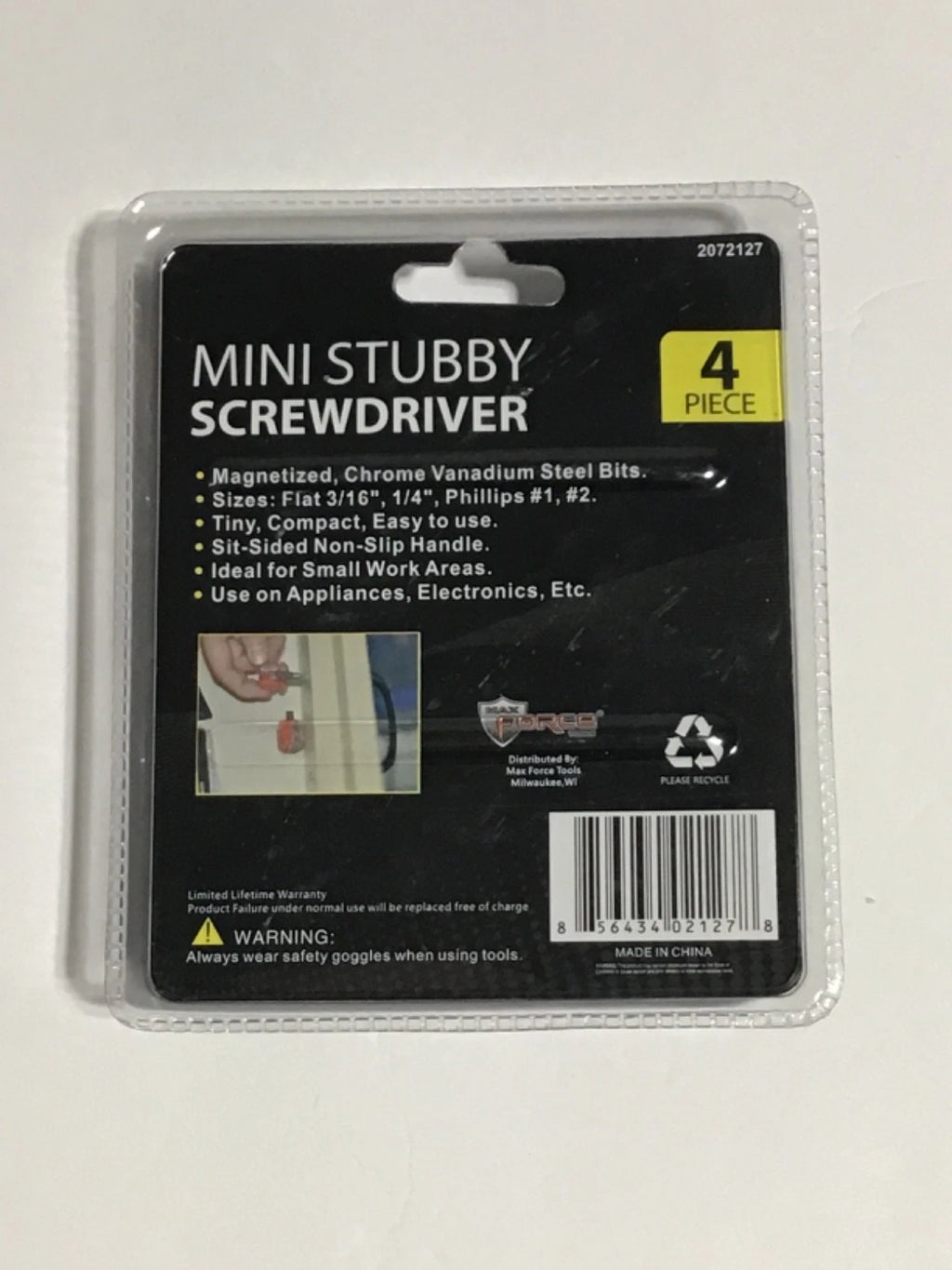 1 SET OF 4 PC MAX FORCE MINI STUBBY SCREWDRIVER YELLOW COLOR