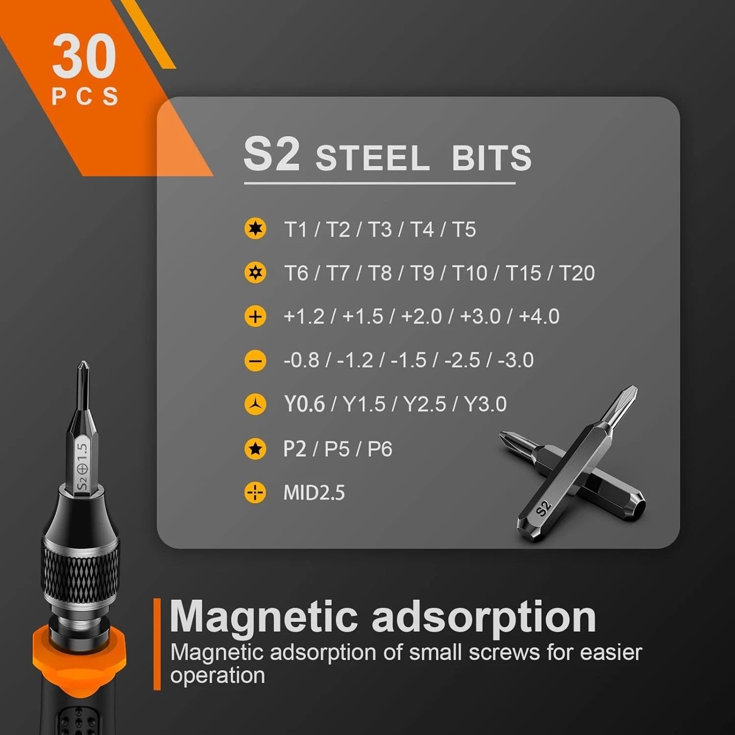 JOREST 38Pcs Small Precision Screwdriver Set (S2 Steel), Magnetic Screwdriver Se