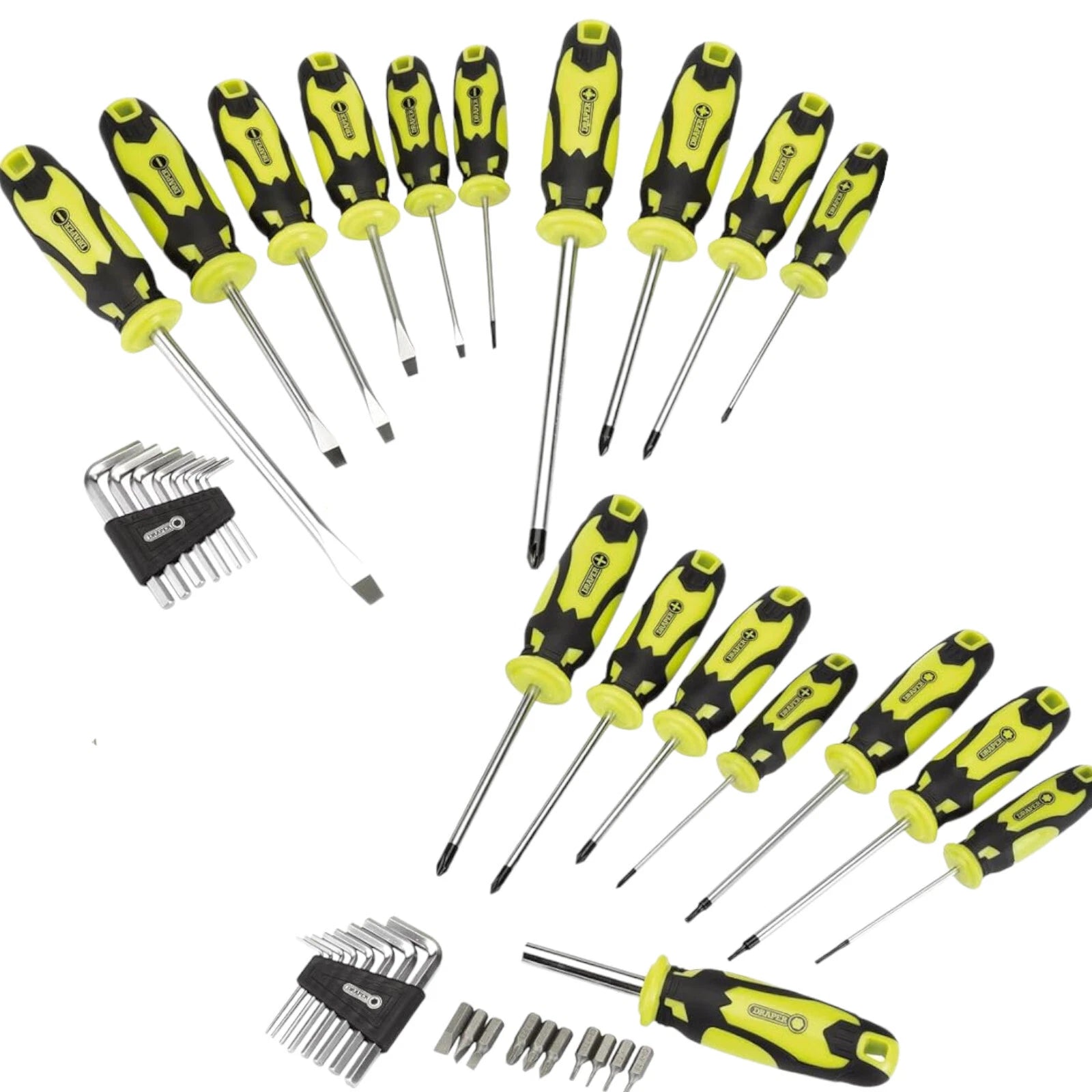 DRAPER SCREWDRIVER ALLEN KEY BIT SET + STORAGE STAND PLAIN CROSS POZI (44PC)