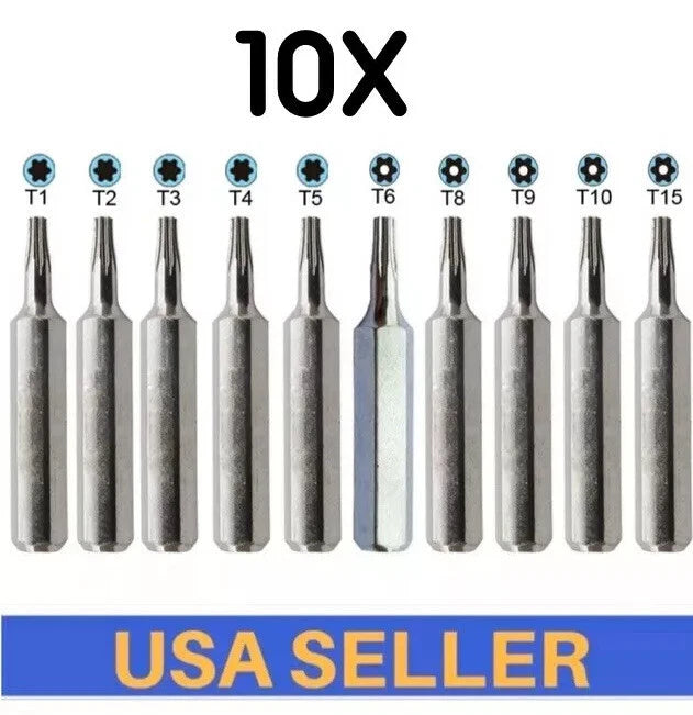 Micro Bits Set T1 T2 T3 T4 T5 T6 T8 TR9 T10 T15H torx screwdriver Hex 4mm 10PCS