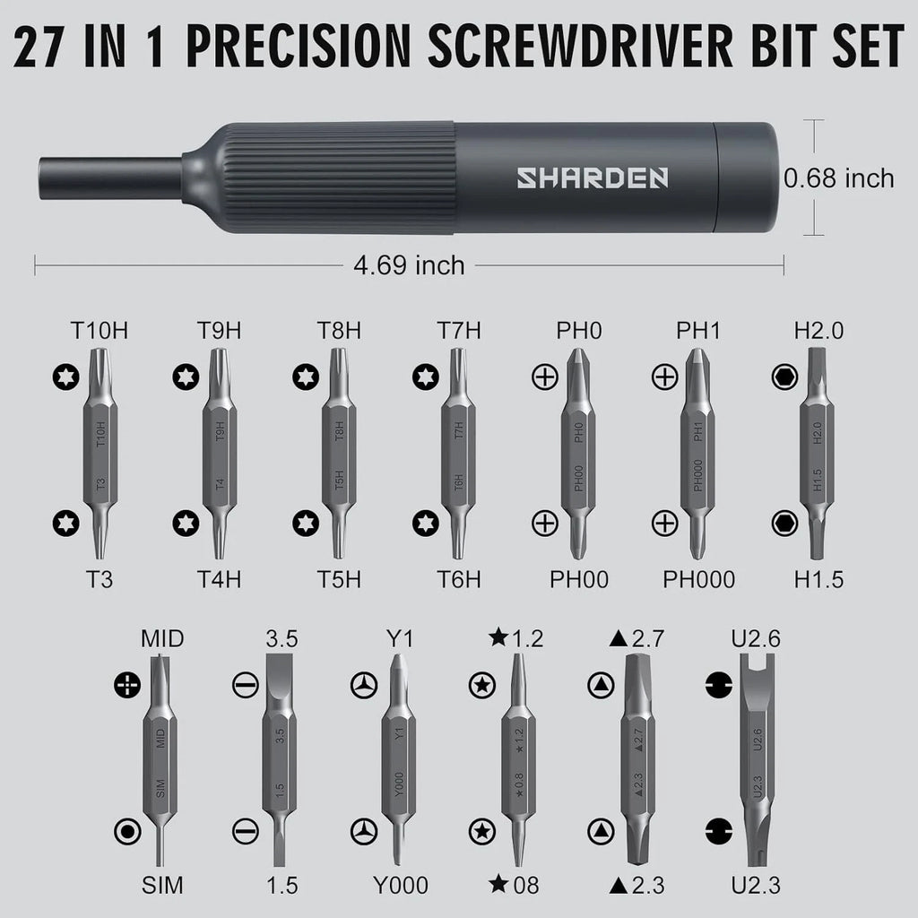 Sharden 27-in-1 Precision Screwdriver Set Multi Bit Small Screwdriver Magnetic M