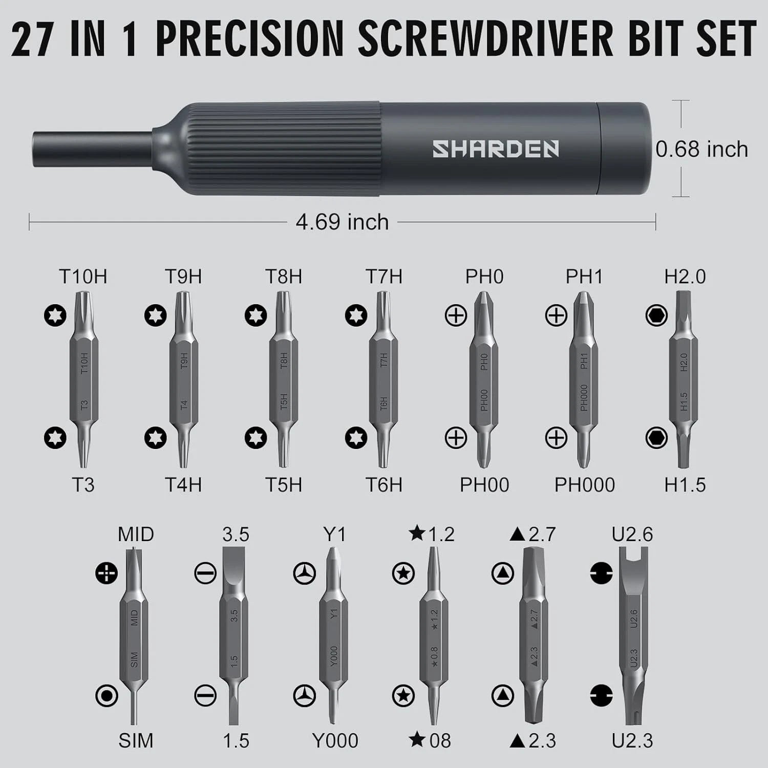 Sharden 27-in-1 Precision Screwdriver Set Multi Bit Small Screwdriver Magnetic M