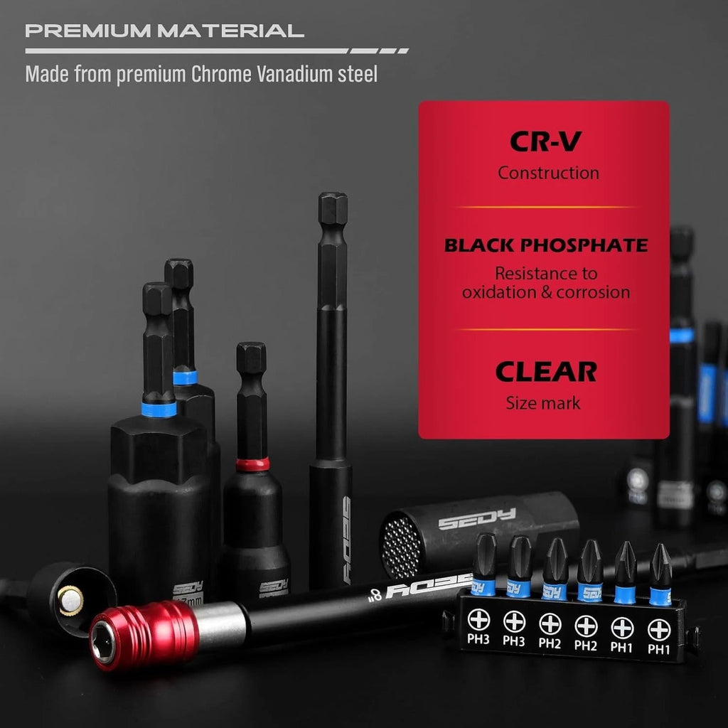 80-Piece Premium Magnetic Impact Nut Driver Set Metric & SAE with Socket Adapter