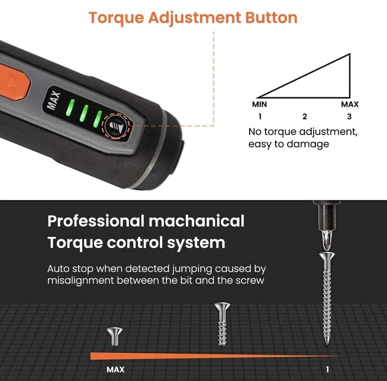 MX Tovel Handheld Electric Screwdriver 26 Piece Set 4V Li-Ion USB Charger LED