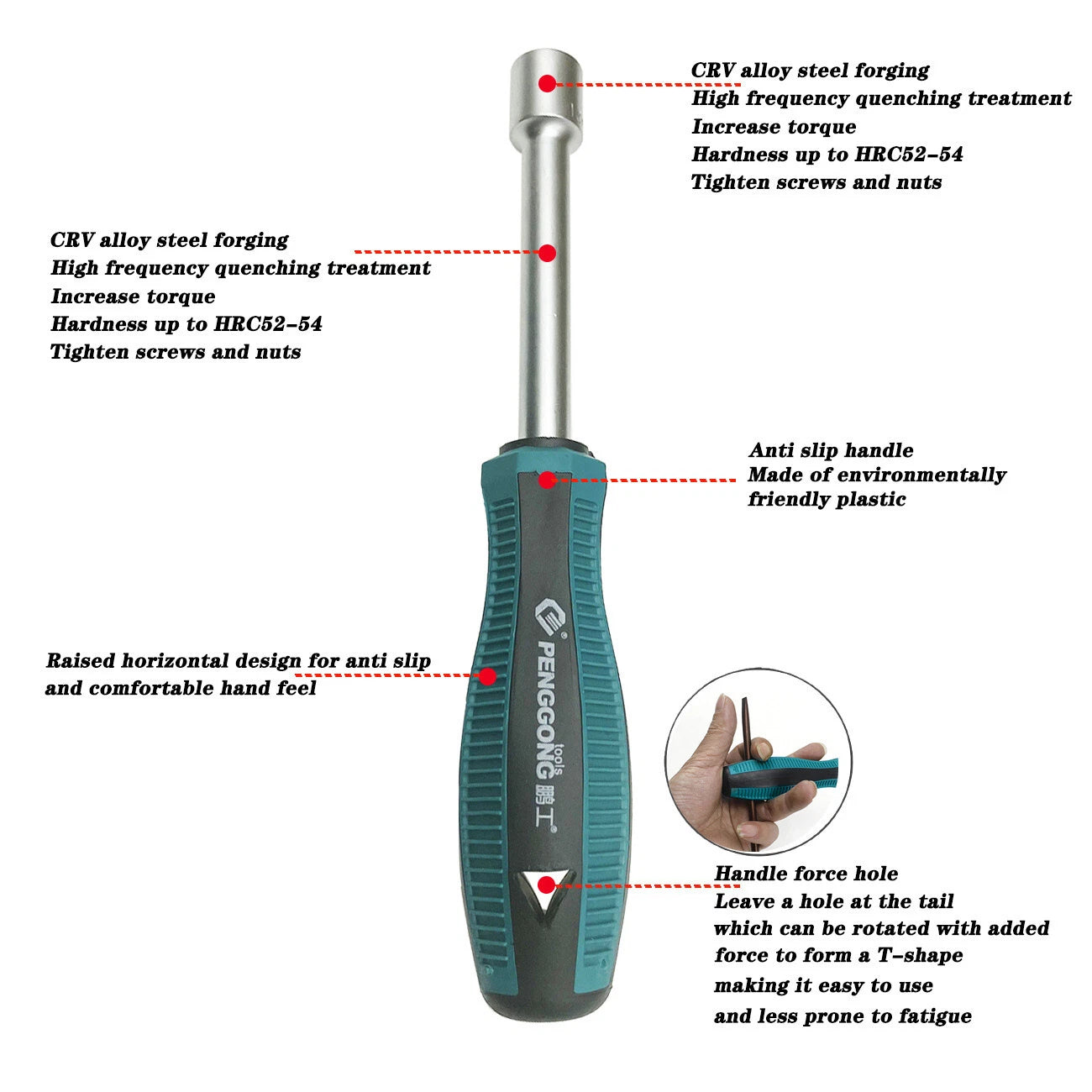 7pcs Metal Socket Wrench Screwdriver set Hex Steel Hex Torque Hexagonal 5mm-11mm