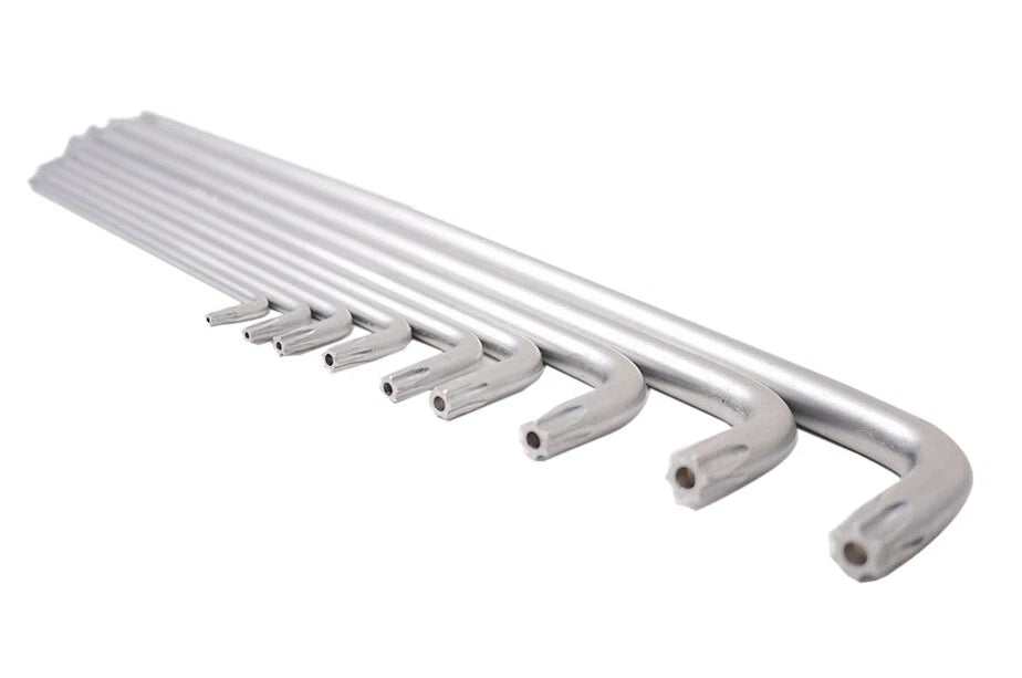 9pc 40CR Steel Tamperproof Torx Key Wrench Set (T10-T50) Extra Long Tip