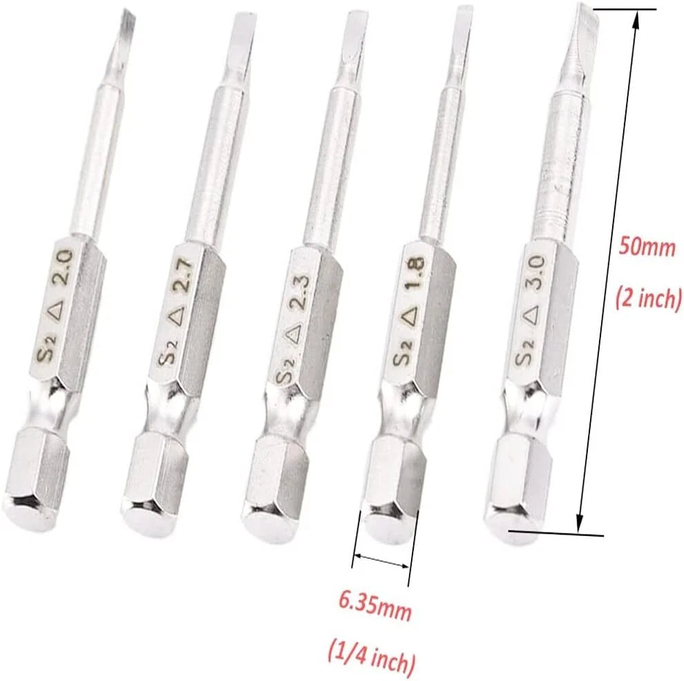 5 Pcs 50mm 1/4 Hex Shank Magnetic Triangle Head Screwdriver Bit Set S2 Steel Scr