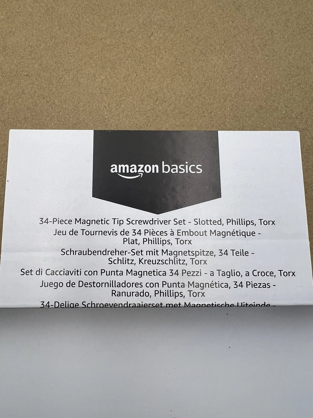 Amazon Basics 34-Piece Magnetic Tip Screwdriver Set - 34-Piece, Grey, Black