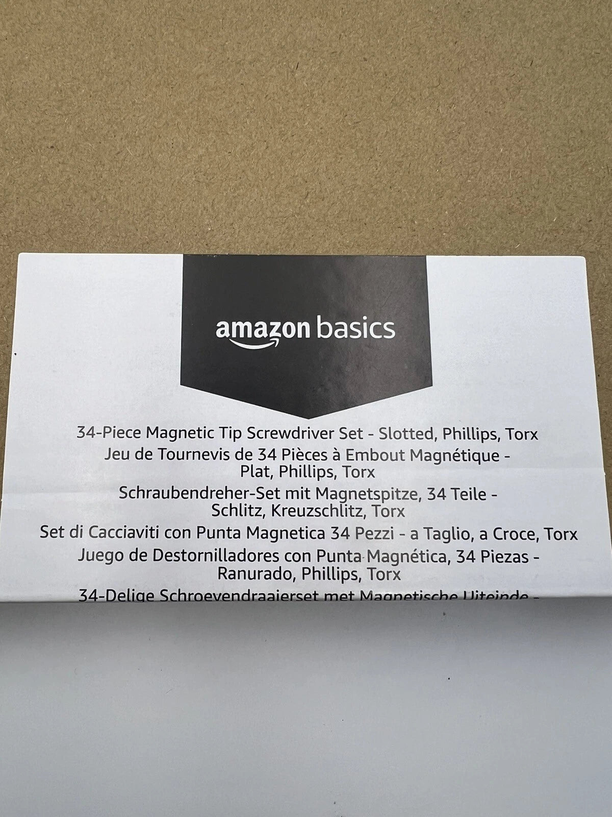 Amazon Basics 34-Piece Magnetic Tip Screwdriver Set - 34-Piece, Grey, Black