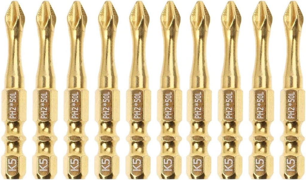 2" Titanium Coated Magnetic PH2 Screwdriver Bits Set #2 for Impact Drivers