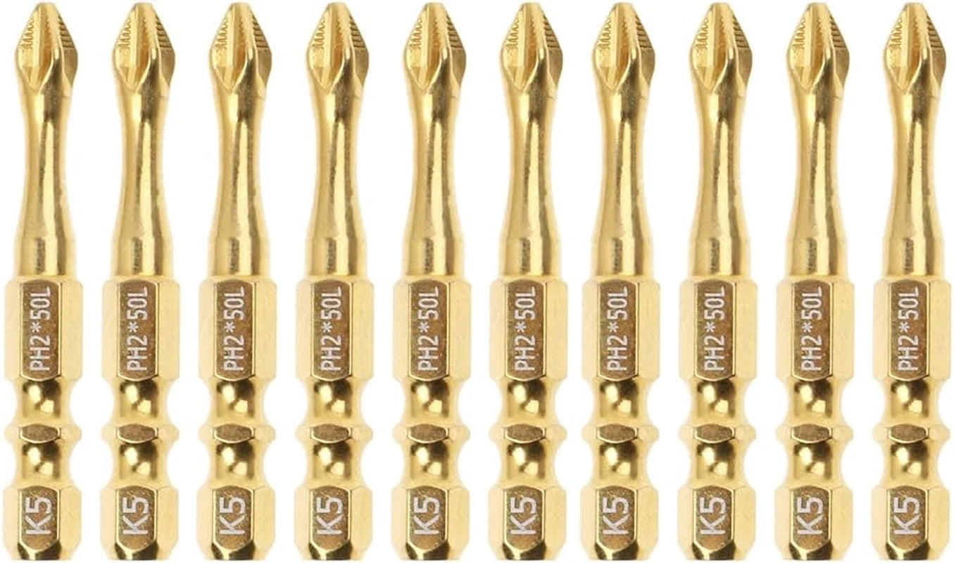 2" Titanium Coated Magnetic PH2 Screwdriver Bits Set #2 for Impact Drivers