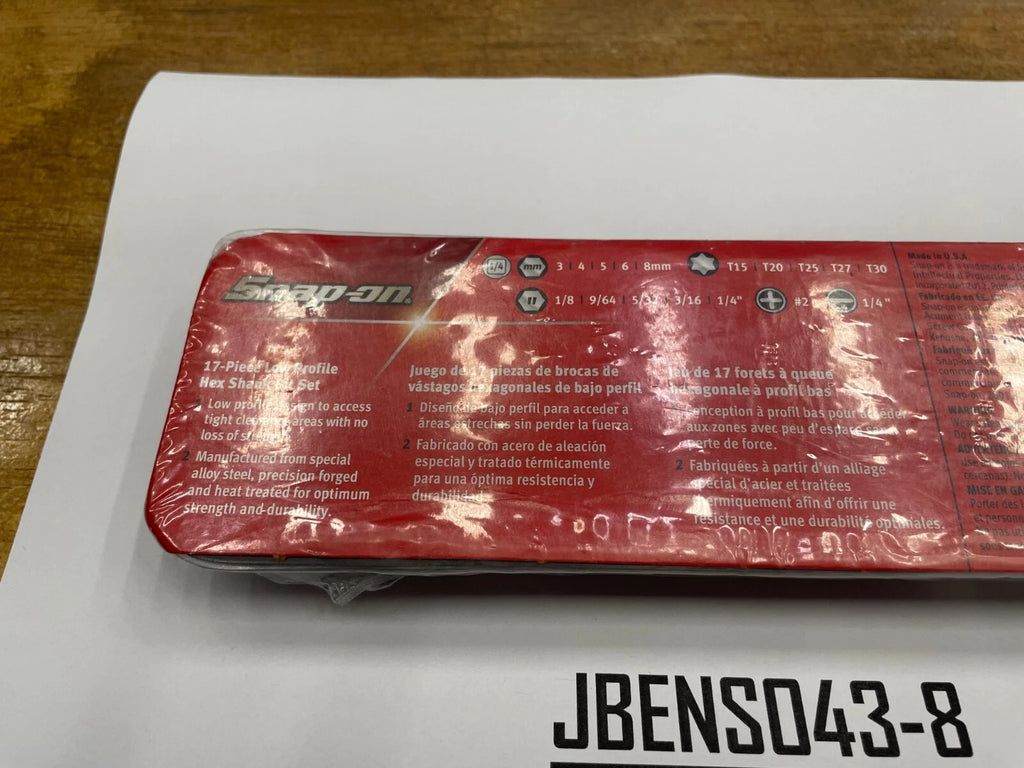 Snap-on Tools USA NEW 17 Piece 1/4" Hex Drive Low Profile Stubby Bit Set SDMS17