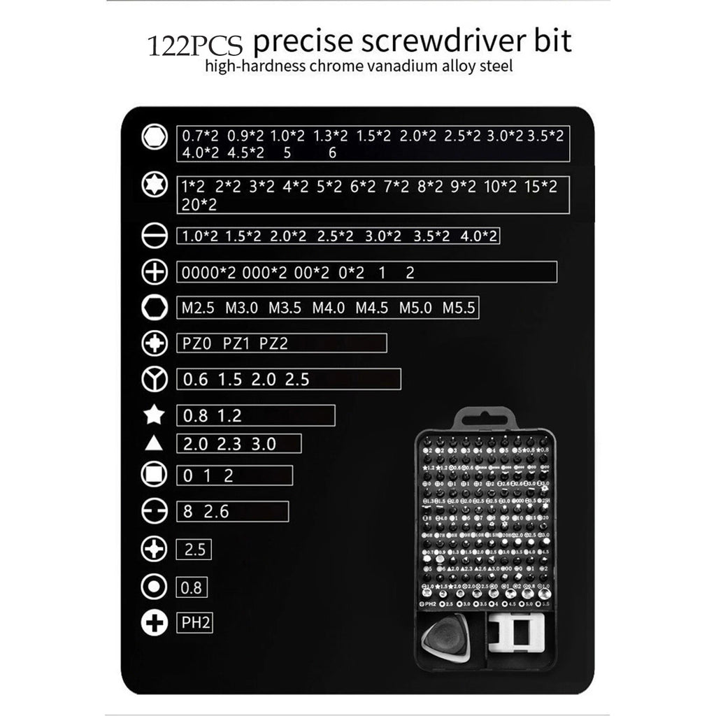 122 in 1 Precision Magnetic Screwdriver Set Computer Repair Kit with Case Black