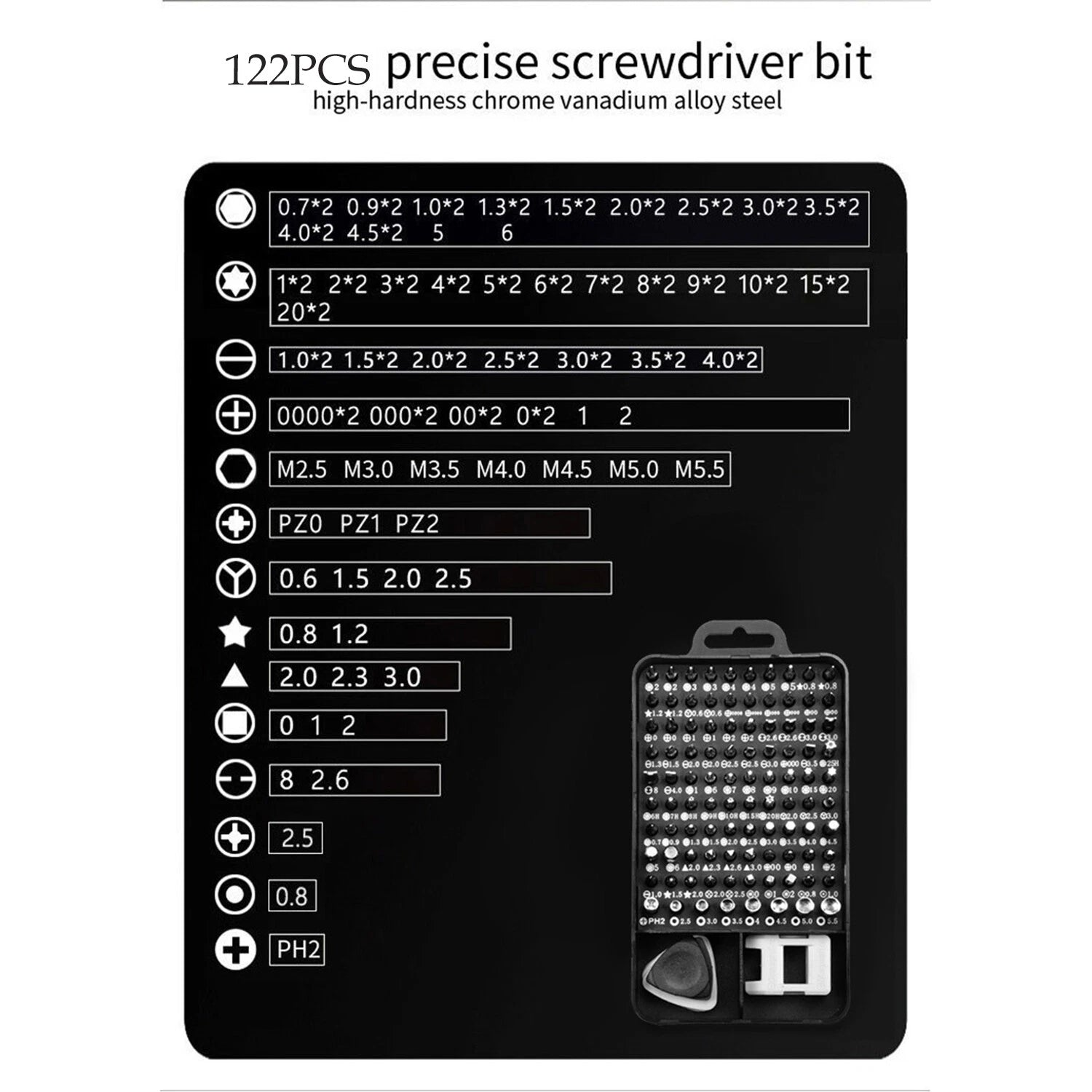 122 in 1 Precision Magnetic Screwdriver Set Computer Repair Kit with Case Black