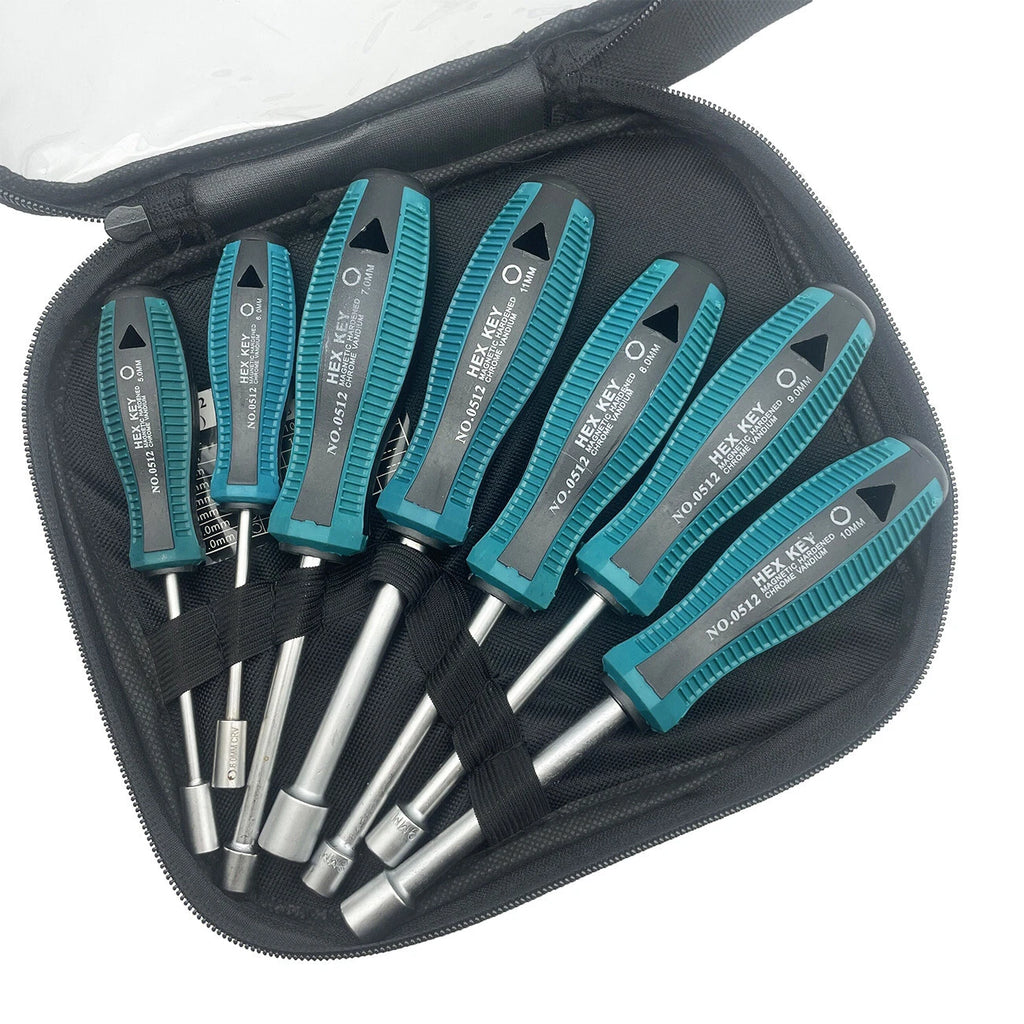 7pcs Metal Socket Wrench Screwdriver set Hex Steel Hex Torque Hexagonal 5mm-11mm