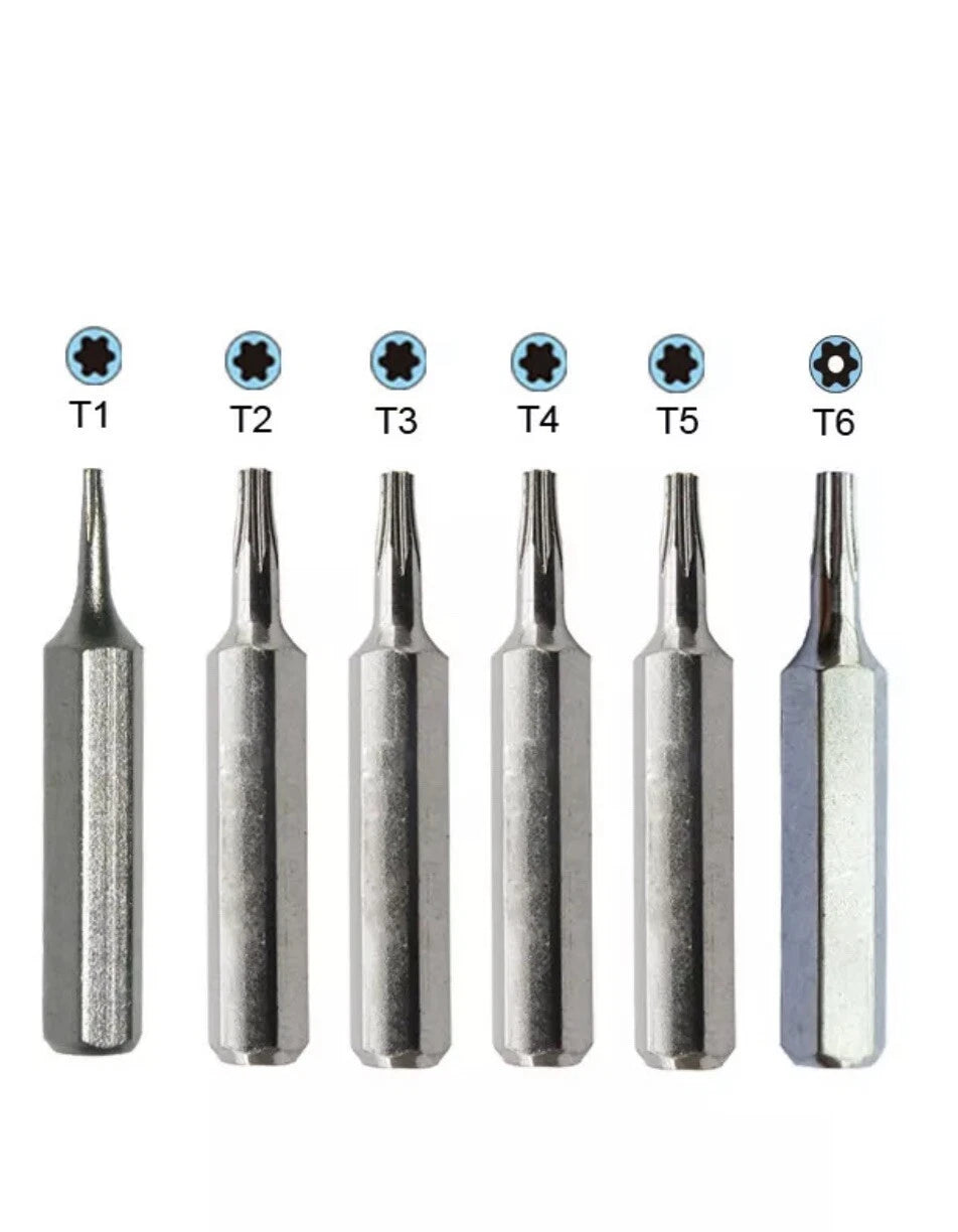 Torx screwdriver Bit Set T1, T2, T3, T4, T5, TR6 T6H Security System 4 Hex Micro