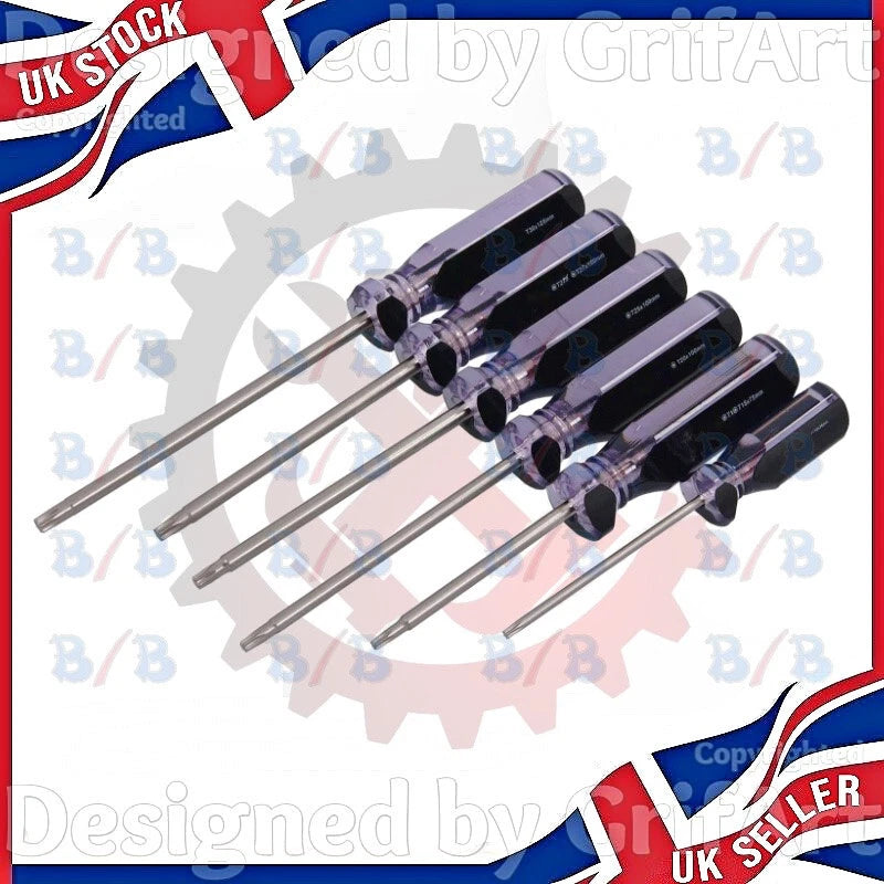 6 TORQUE DRIVE TORX TX STAR SCREWDRIVER SET T10 T15 T20 T25 T27 T30 HAND TOOL