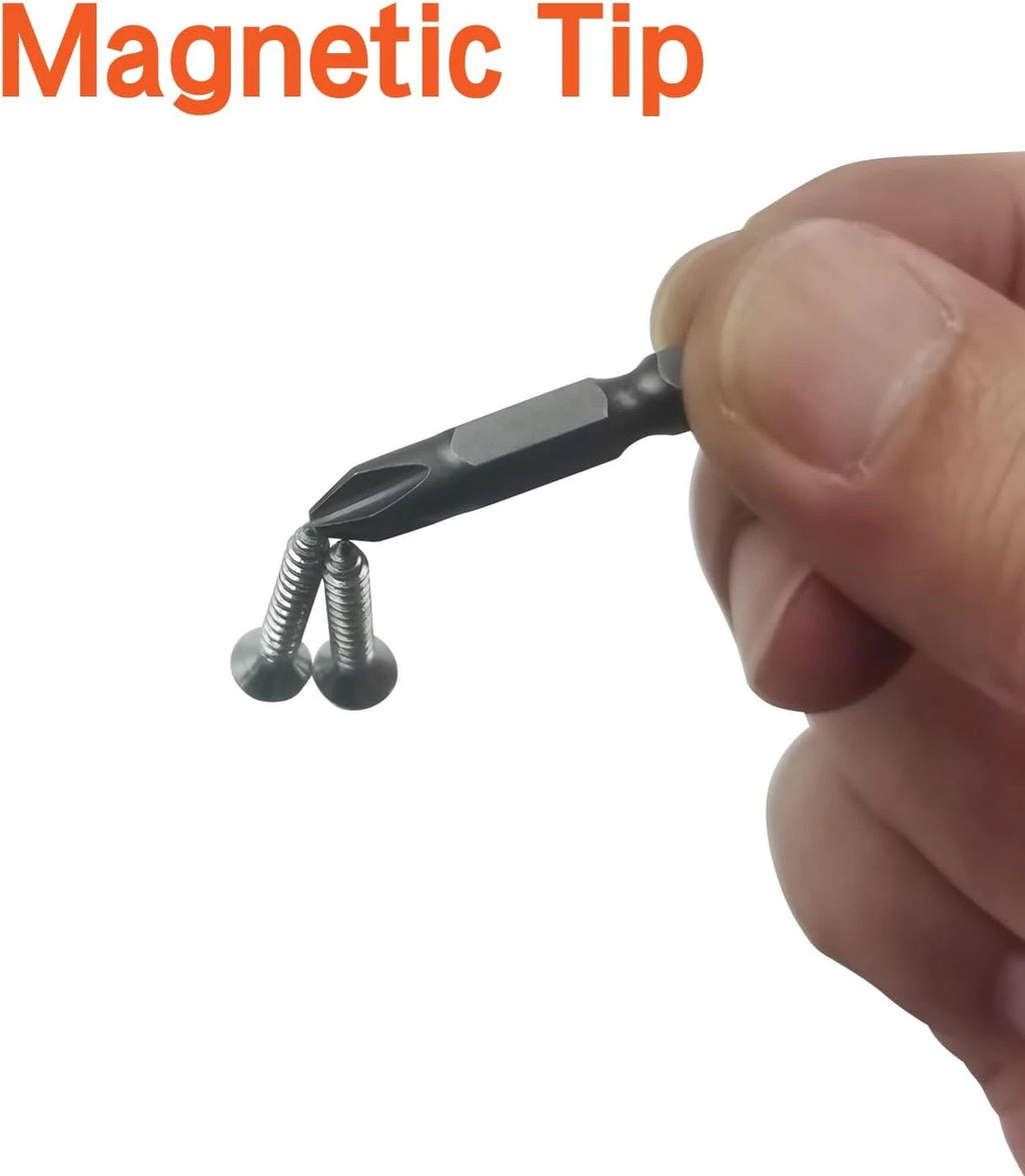 6Pcs 35Mm JIS Screwdriver Bit Set with Magnetic Tip, #1X2 #2X2 #3X2, Grey