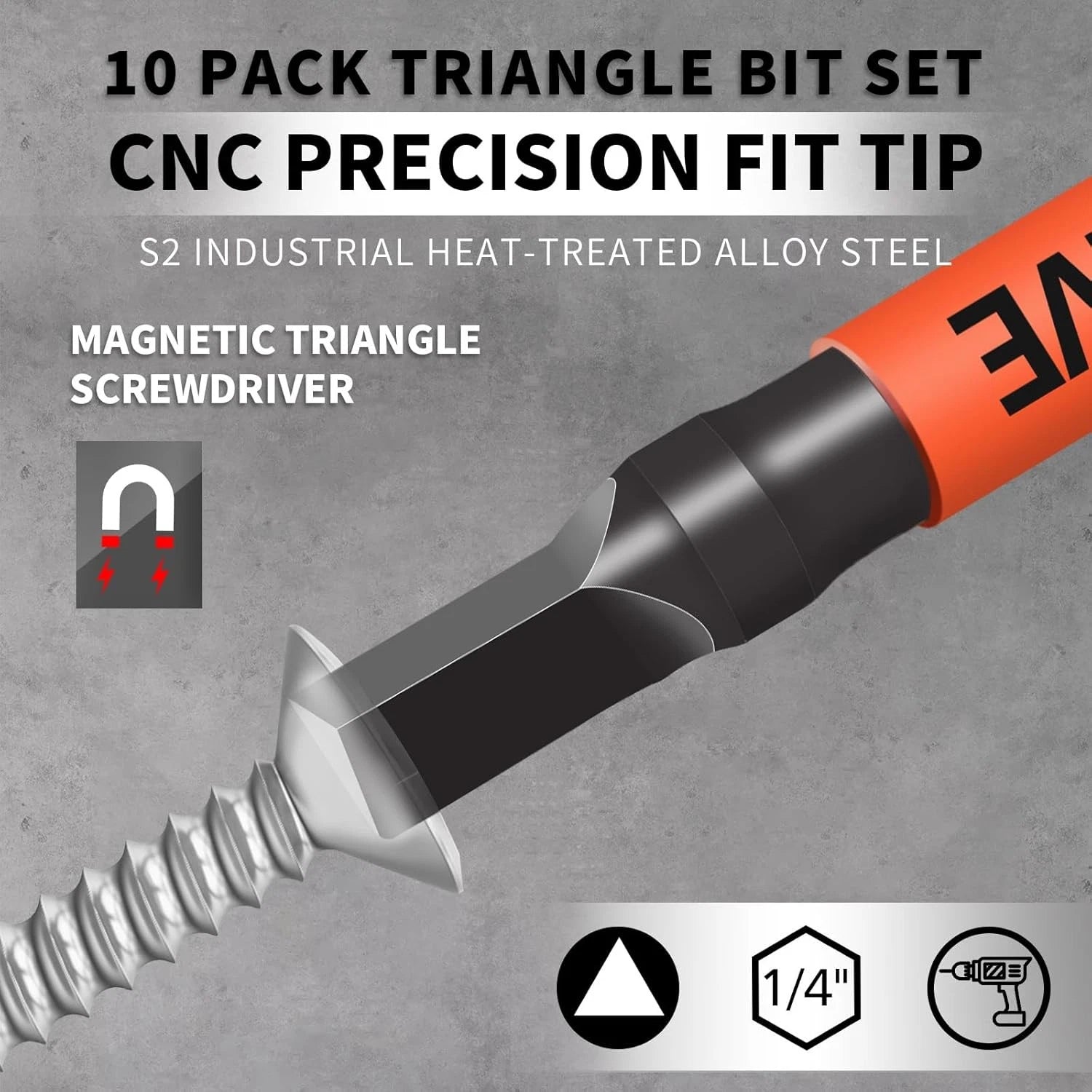 10-Pack Triangle 10 Pack Bit Set, Black Screwdriver Set