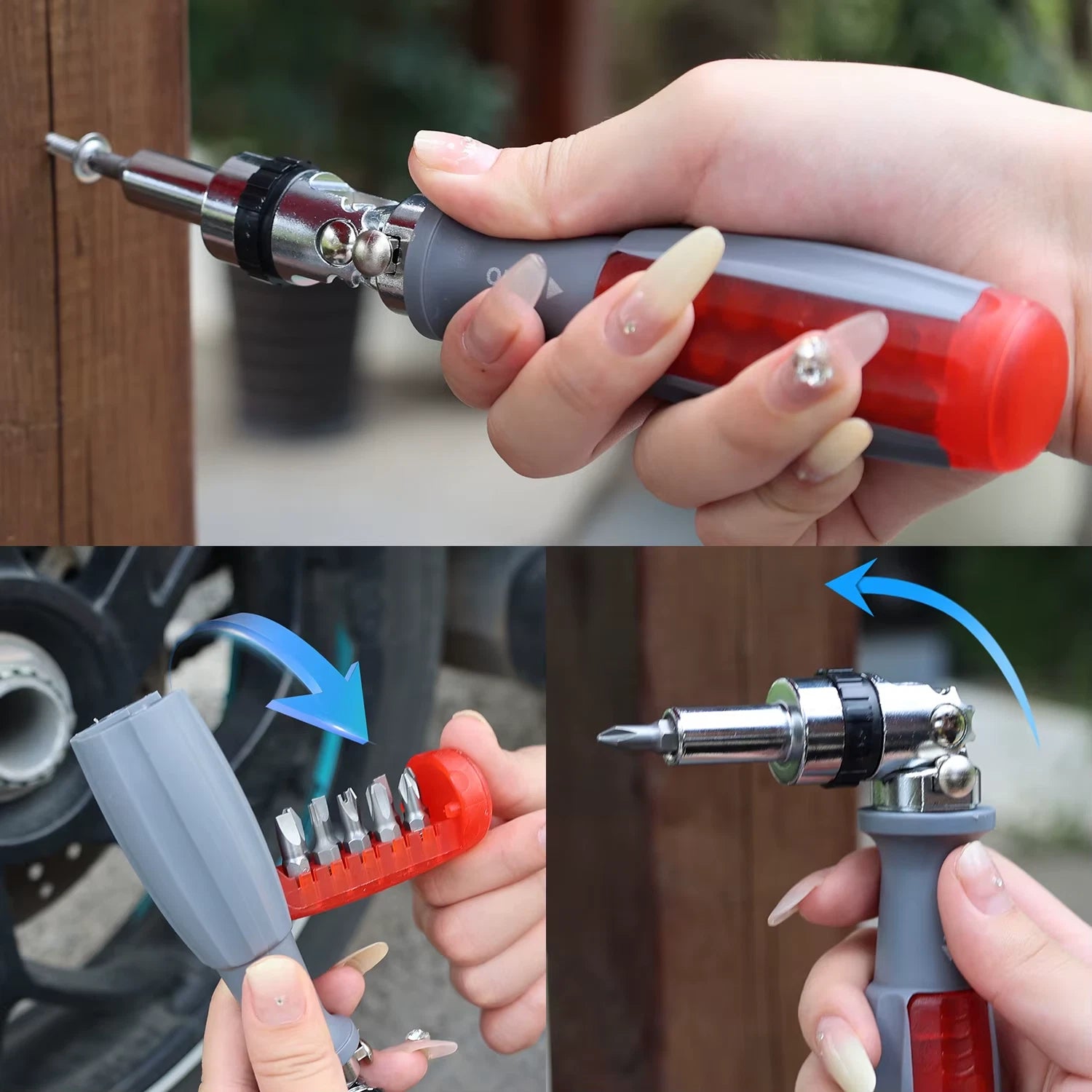 2/1Pcs 11 in 1 Ratchet Screwdriver Set Adjustment Forward Reverse Two-Way Telesc