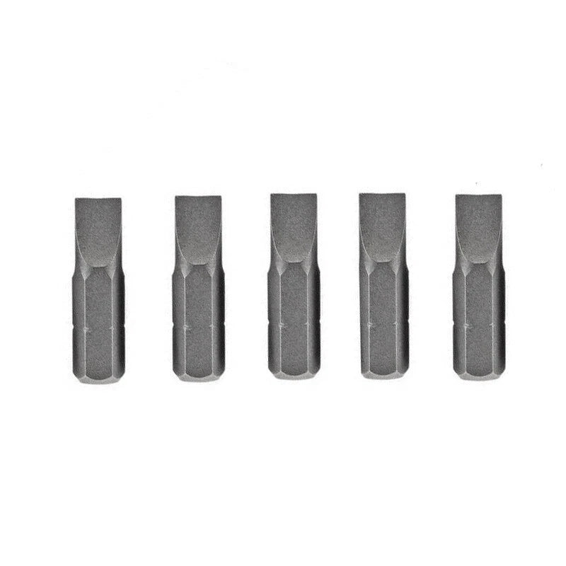 Screwdriver Handle 1/4" Hex + 5 Pack Plain Slotted Bit Set 6.5mm x 25mm