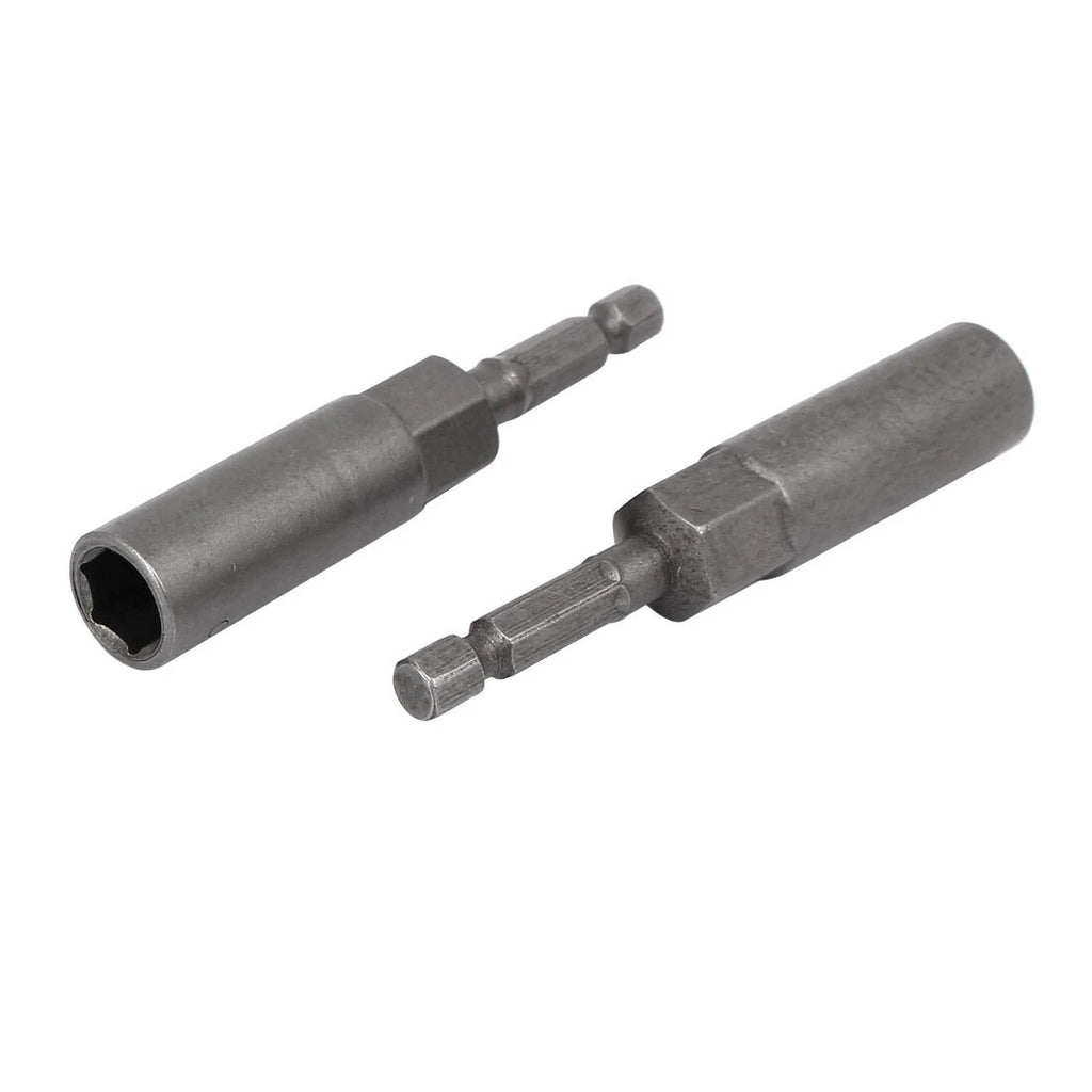 5pcs 81mm Length 1/4" Hex Shank 10mm Hexagonal Deep Socket Nut Driver Bit Gray