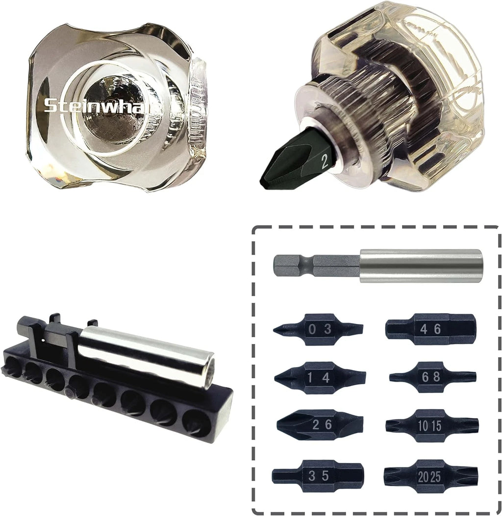 10In1 Short Stubby Mini Screwdriver for Tight Spots, Cellulose Acetate Fiber