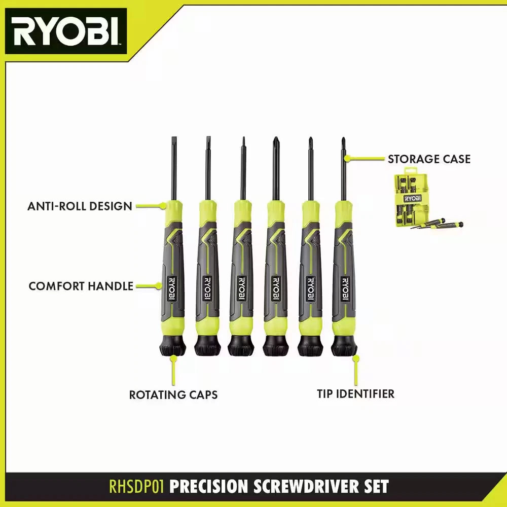 6-Piece Precision Screwdriver Set with Cushion Grip Handles