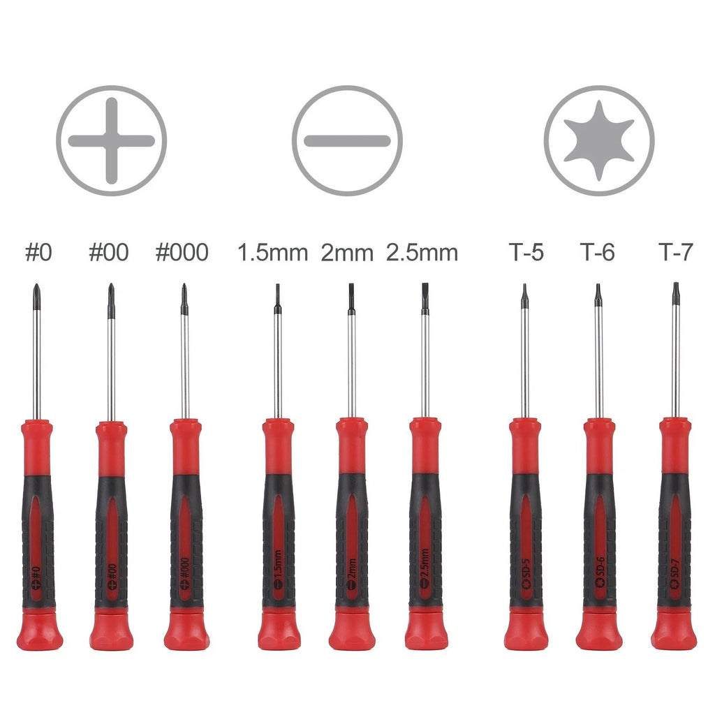 9-Piece Precision Screwdriver Set | Phillips #0, #00, #000 | Flat 1.5mm, 2.0m...