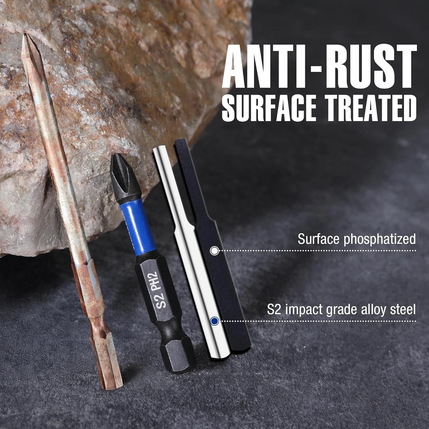 WORKPRO 12pcs PH2 Impact Phillips Screwdriver Bit Set, CNC Machined S2 2 in