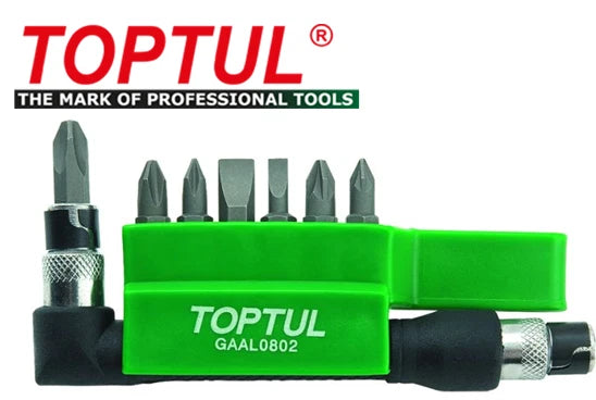 TOPTUL GAAL0802 Bit Screwdriver 8PCS 1/4" Hex Drive Bit Set (30mm)
