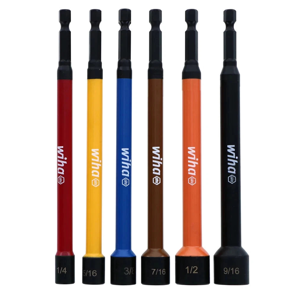 Wiha Tools 70486 6 Piece Color Coded Magnetic Nut Setter SAE Set