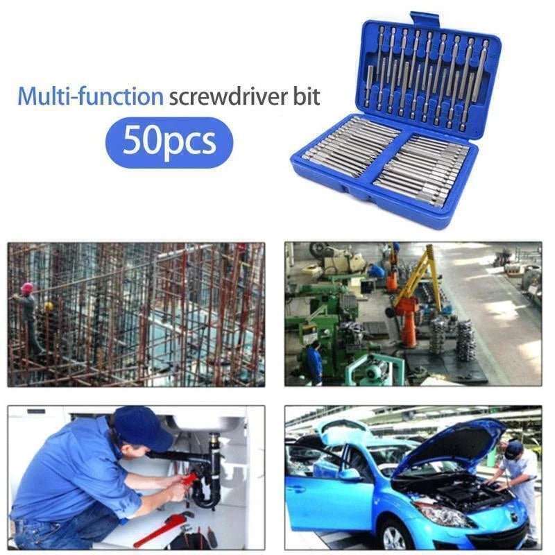 US 50PCS Extra Long Security Bits Hex Torx Star Spline Flat Screwdriver Bit  Set