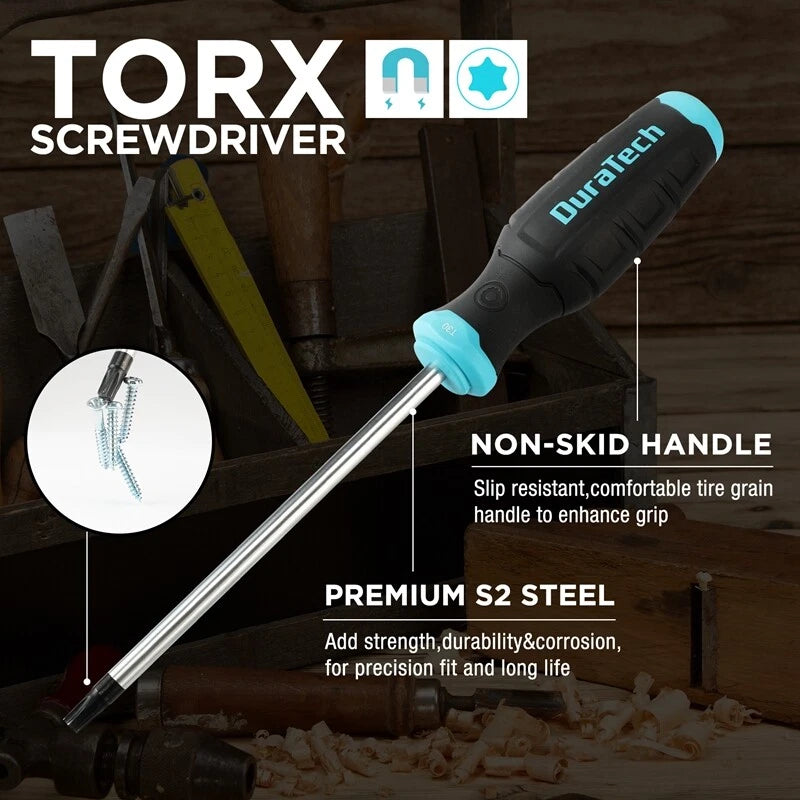 DURATECH 6PC Magnetic Torx Screwdriver Set S2 Steel Shaft Magnetic Tip W/Storage