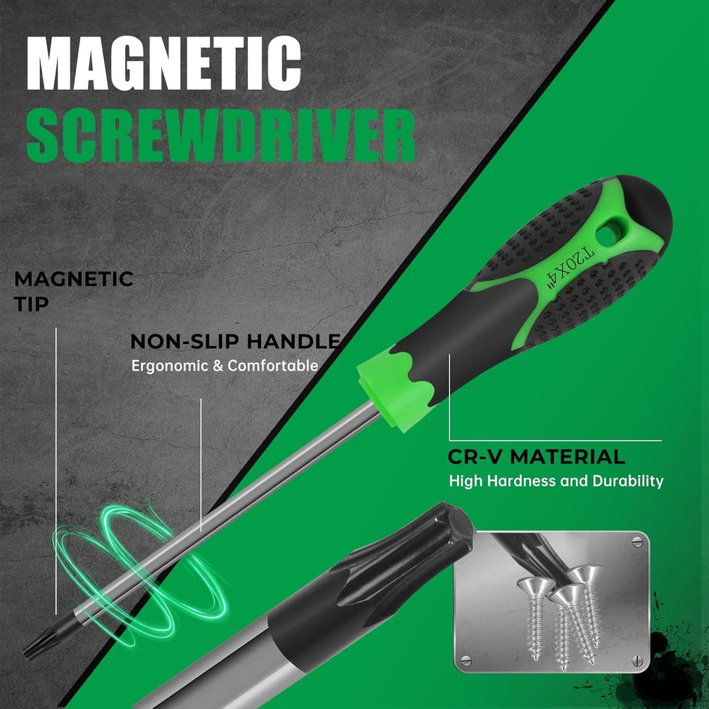 107-Piece Magnetic Screwdrivers Set with Case, Screw Driver Set, Includs Slotted