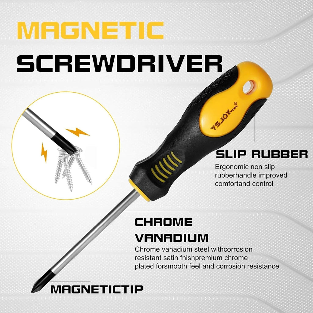 86-Piece Magnetic Screwdriver Set, CR-V Steel, Includes 86PC, Yellow