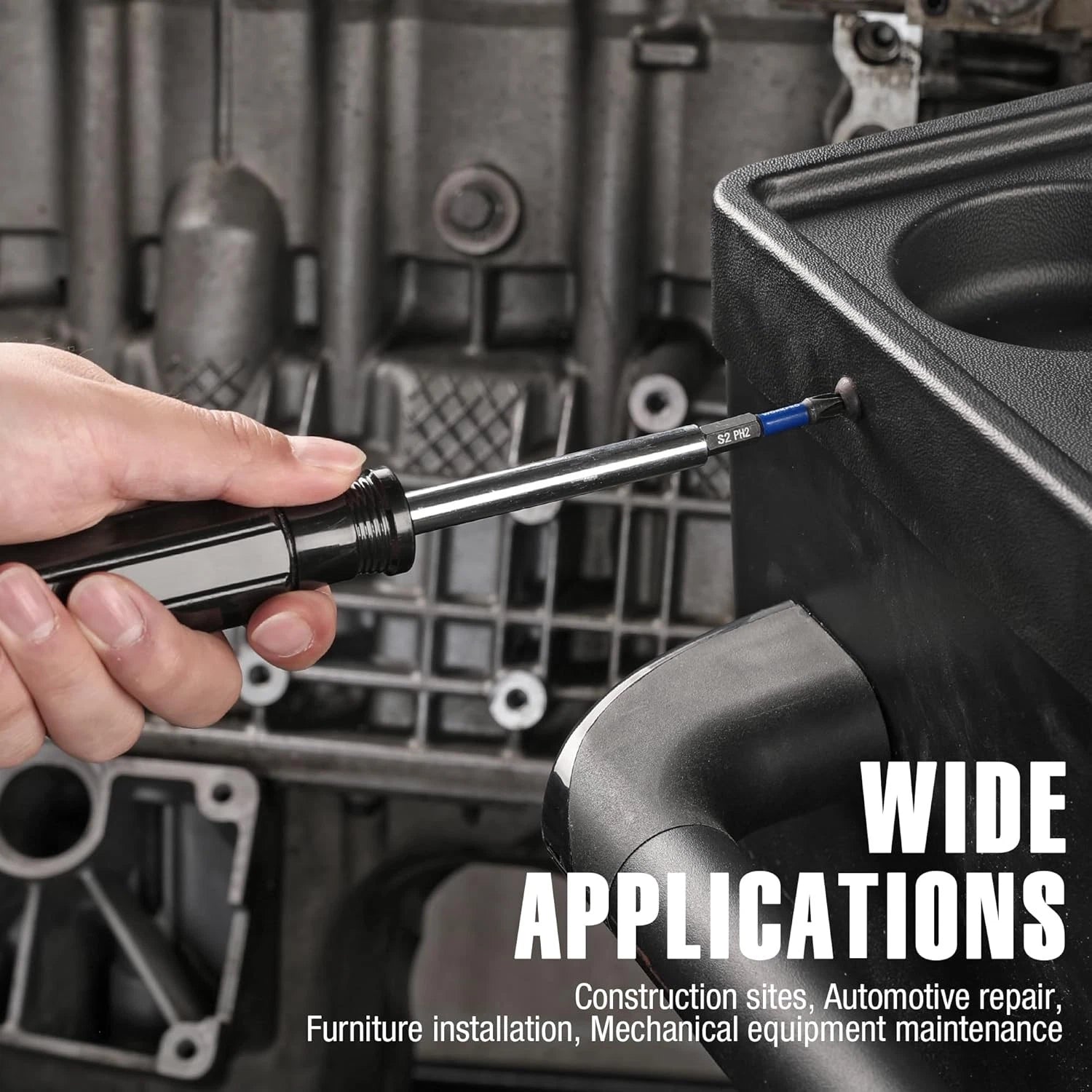 WORKPRO 12pcs PH2 Impact Phillips Screwdriver Bit Set, CNC Machined S2 2 in