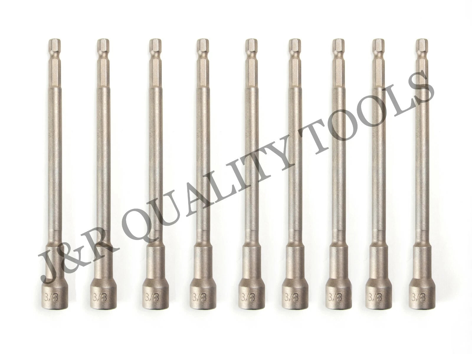 3/8" 10pc 6" Long Magnetic Nut Driver 1/4" Hex Quick Change Shank Drill Set