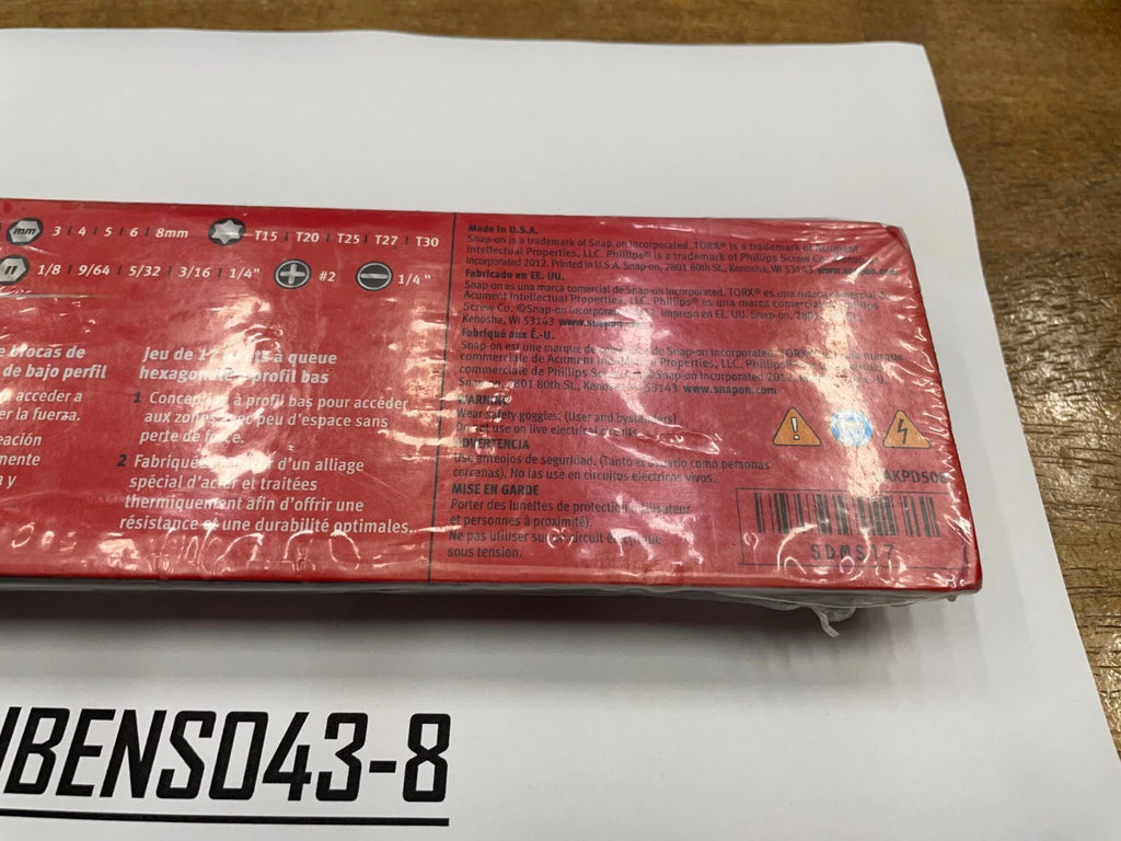 Snap-on Tools USA NEW 17 Piece 1/4" Hex Drive Low Profile Stubby Bit Set SDMS17