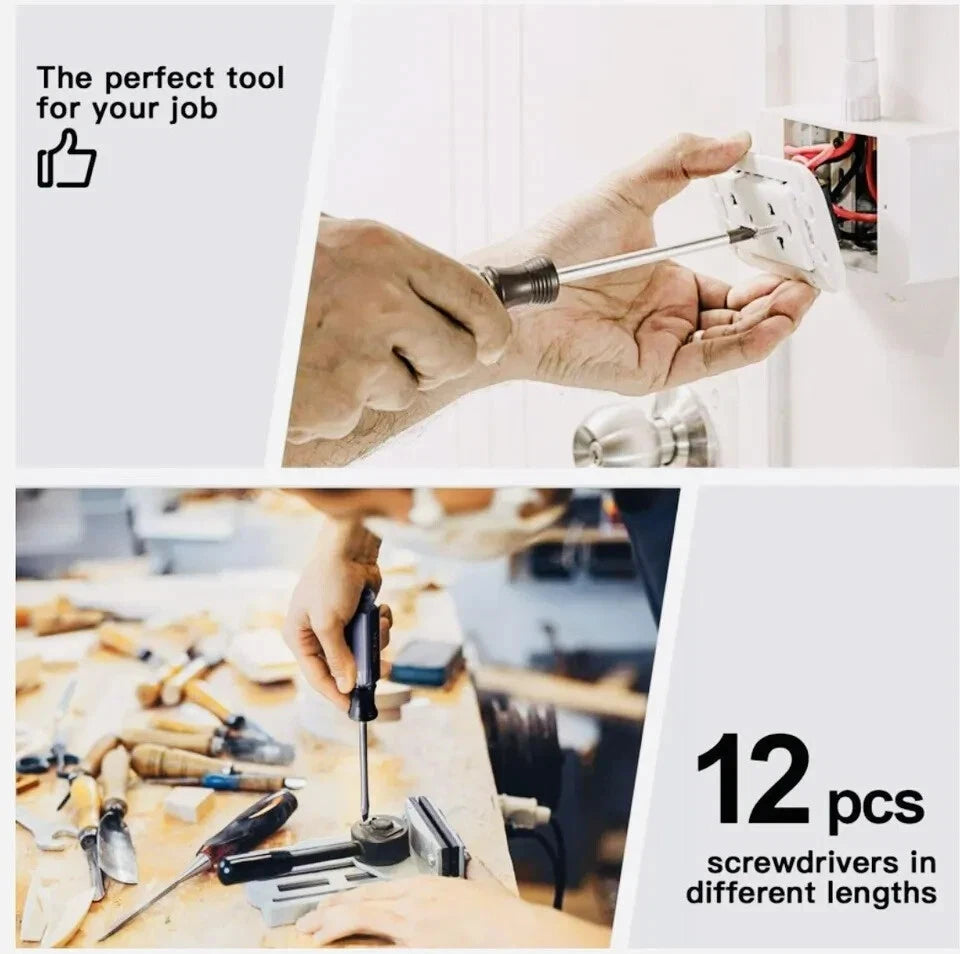 Brand New Magnetic 12 Pieces Tacklife HHS7B Screwdriver Set with Case