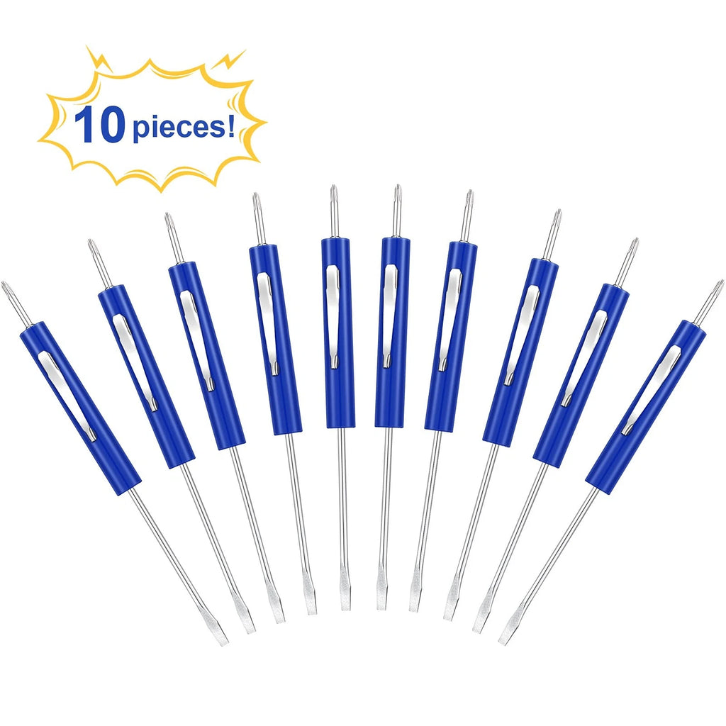 10 Pieces Pocket Screwdriver Set with Clip Double End and Slotted Two use Screwd